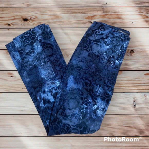 Karen Kane Denim - Y2K Karen Kane Stretch Blue Velvet Paisley High Rise Flare Jeans Pants